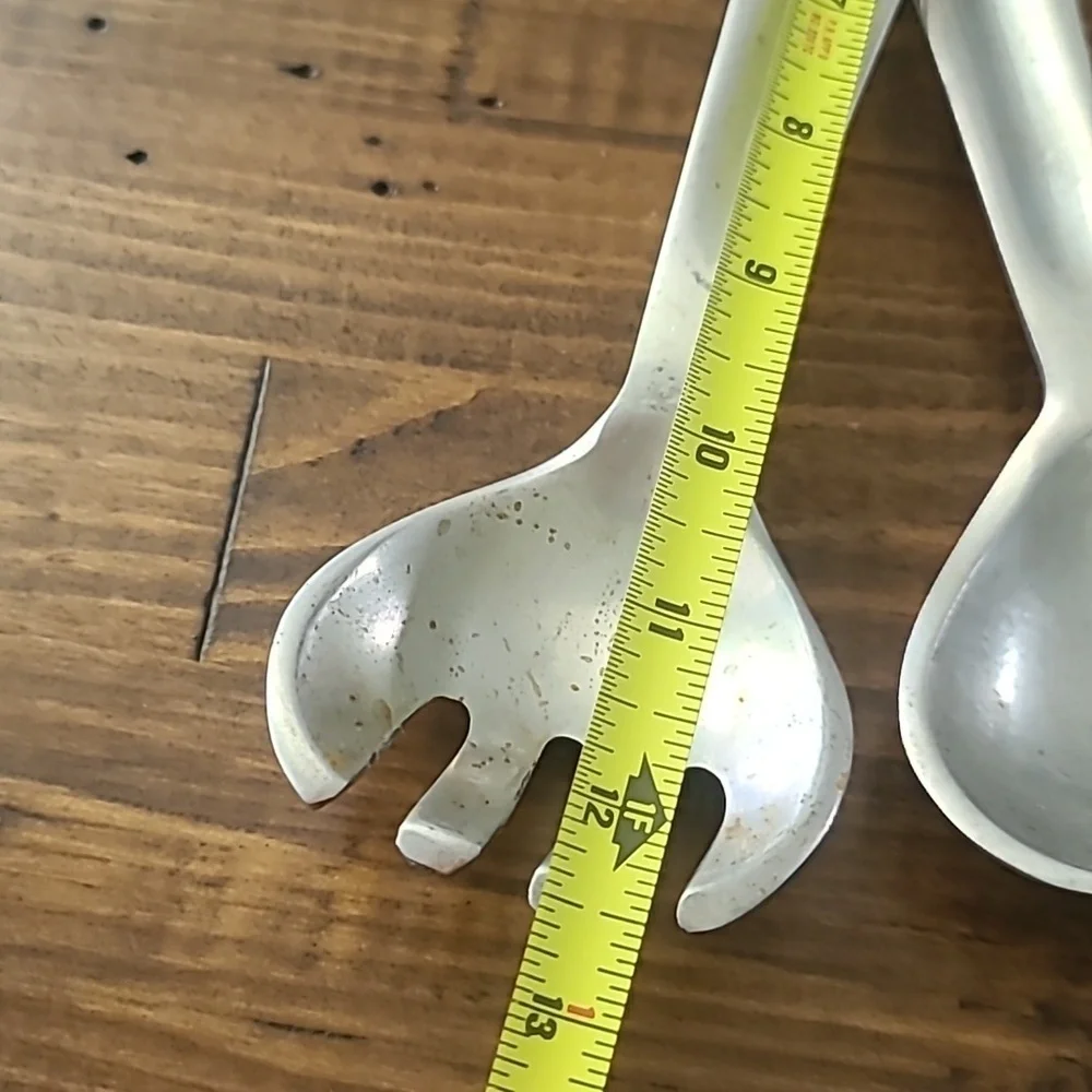 Pewter Silver Rooster Handle Salad Servers
